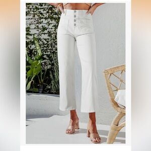 Sidefeel Wide Leg Cropped Button Fly Jeans Spring Size 12